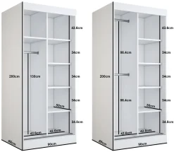 Szafa przesuwna 1x Lustro 90x200 Ralf, Antracyt Mat / Dąb Artisan