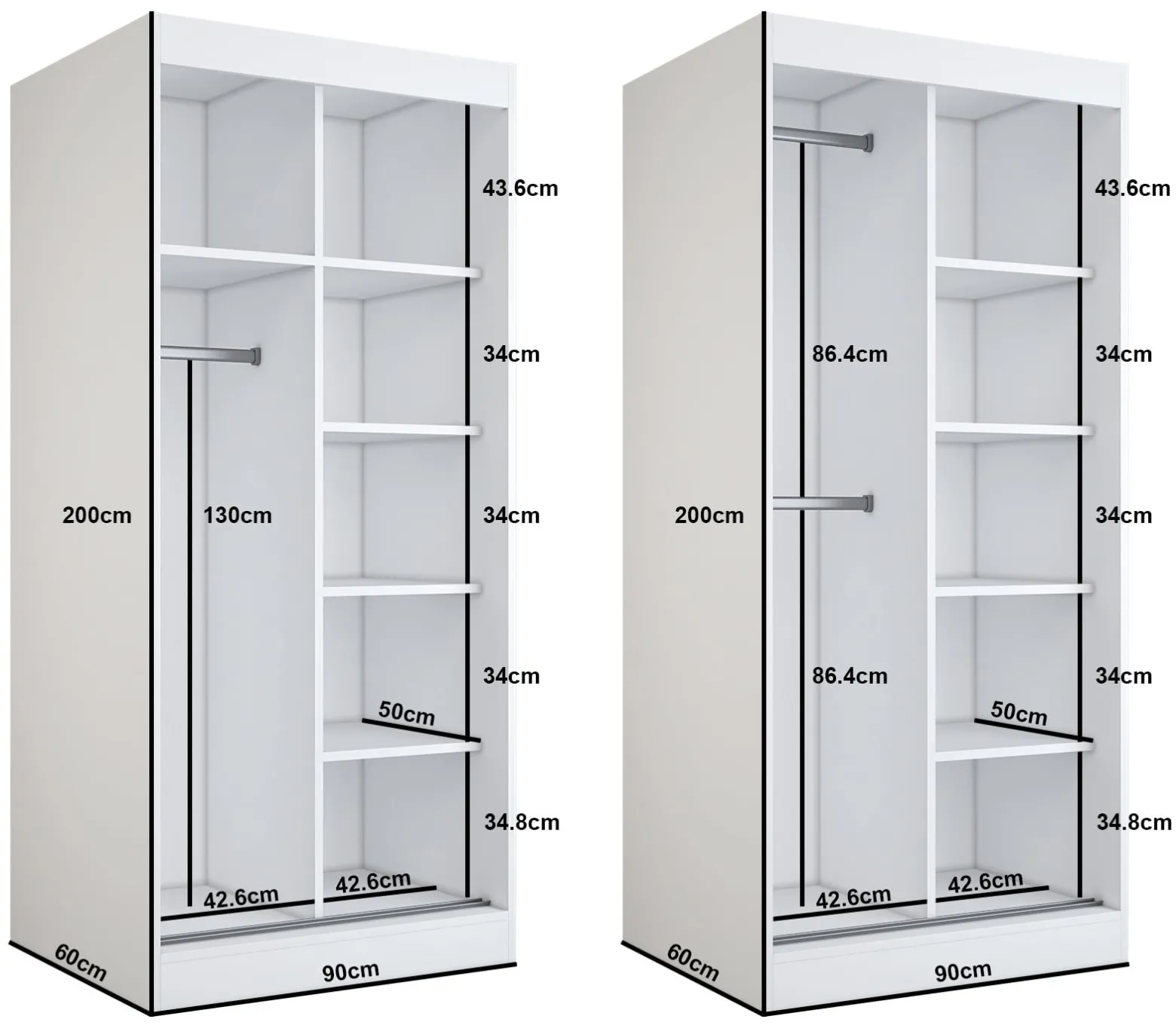 Szafa przesuwna 1x Lustro 90x200 Ralf, Antracyt Mat / Dąb Artisan