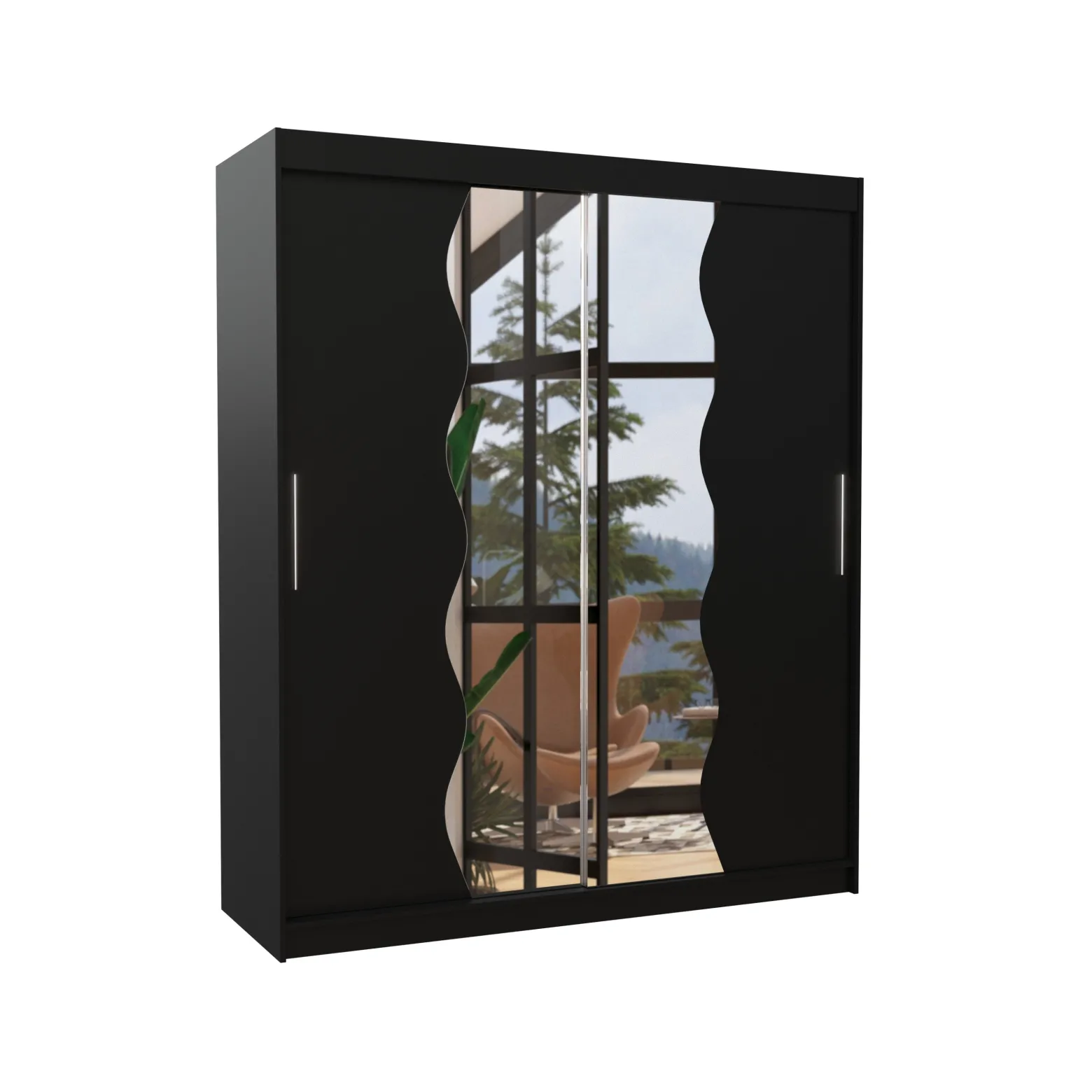 Szafa przesuwna z lustrem KANSAS 180 Black