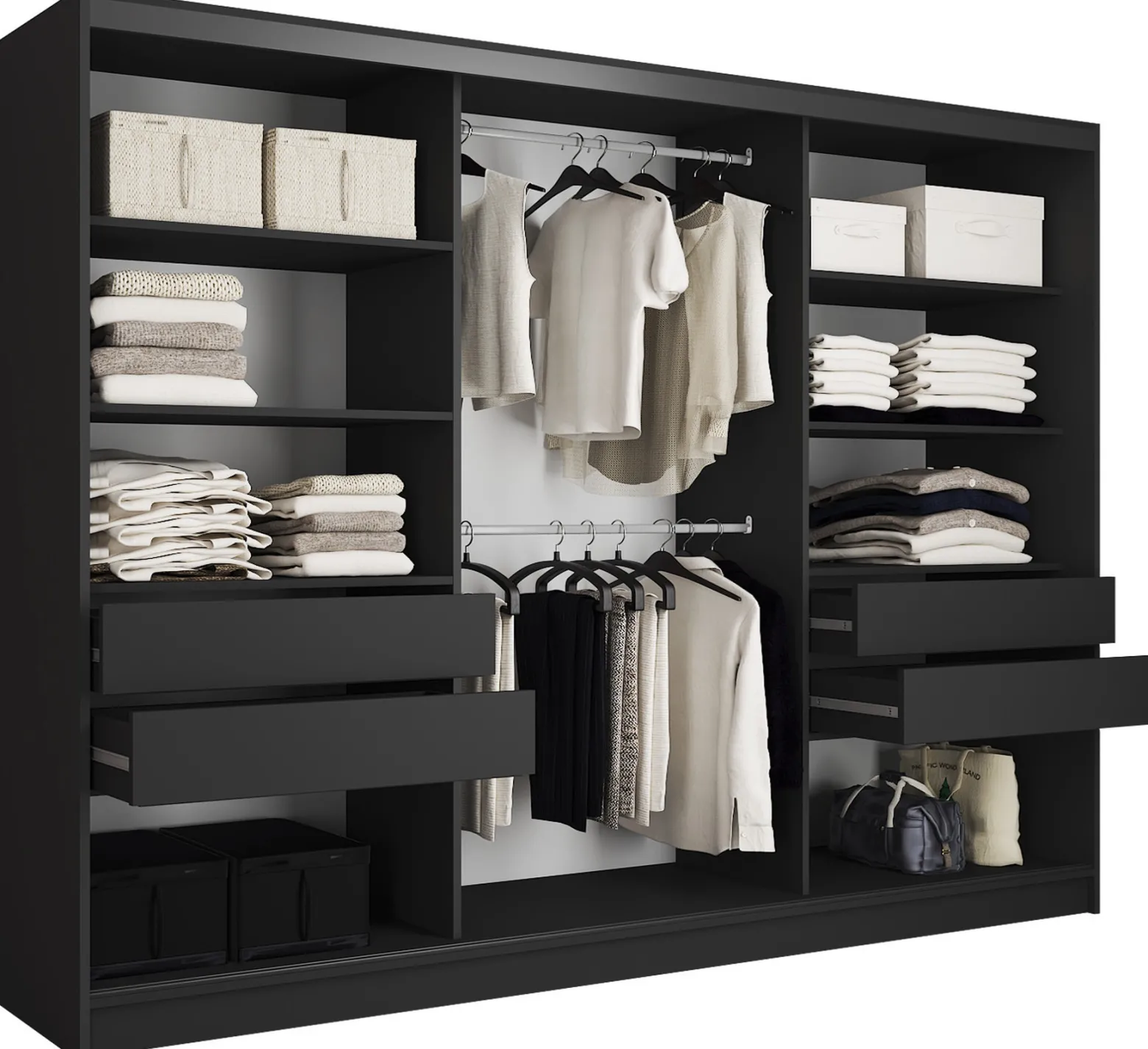 Szafa przesuwna z lustrem lamele 280 cm LOFT wotan