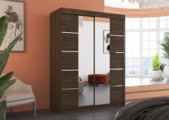 Szafa przesuwna z lustrem NORDIC 150 Choco