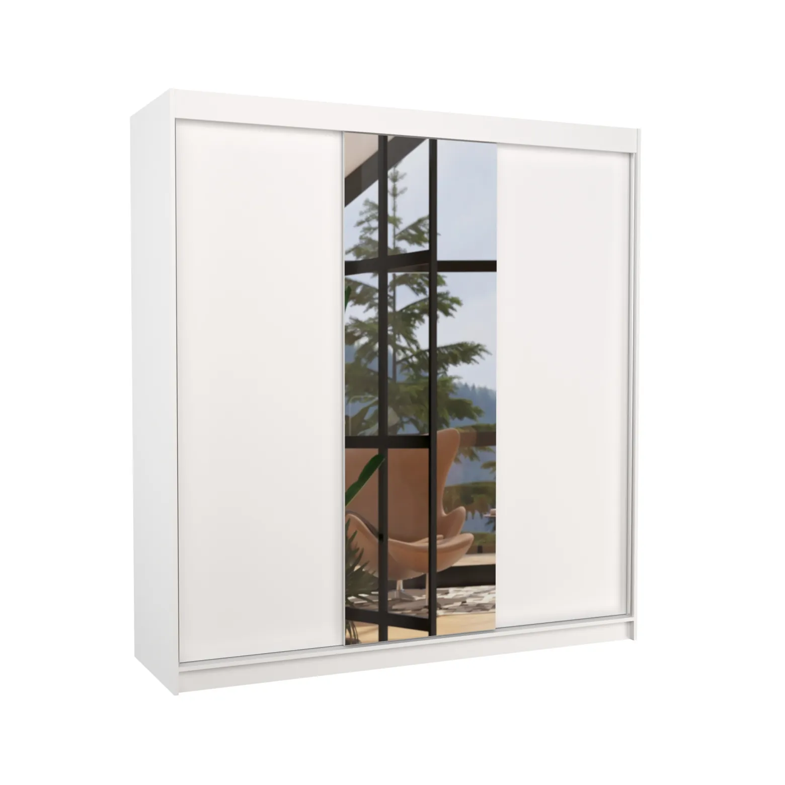 Szafa przesuwna z lustrem SANTIAGO 200 White