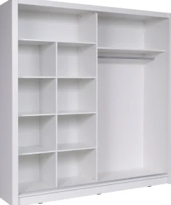 Szafa przesuwna z lustrem w fale BERGIO biała