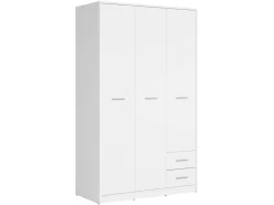 Szafa trzydrzwiowa Nepo Plus 118 cm z szufladami biała