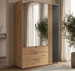 Szafa trzydrzwiowa Vabres 150 cm z 3 drzwiami i 3 szufladami dąb artisan lamele