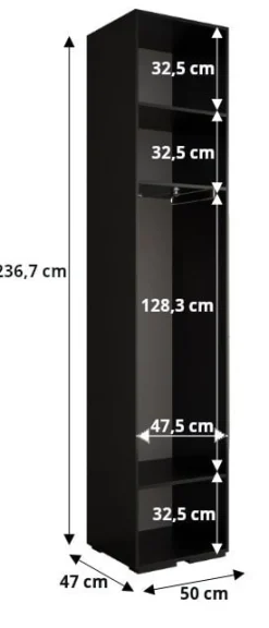 Szafa ubraniowa Garderoba INOVA 2 1,5SZ biały