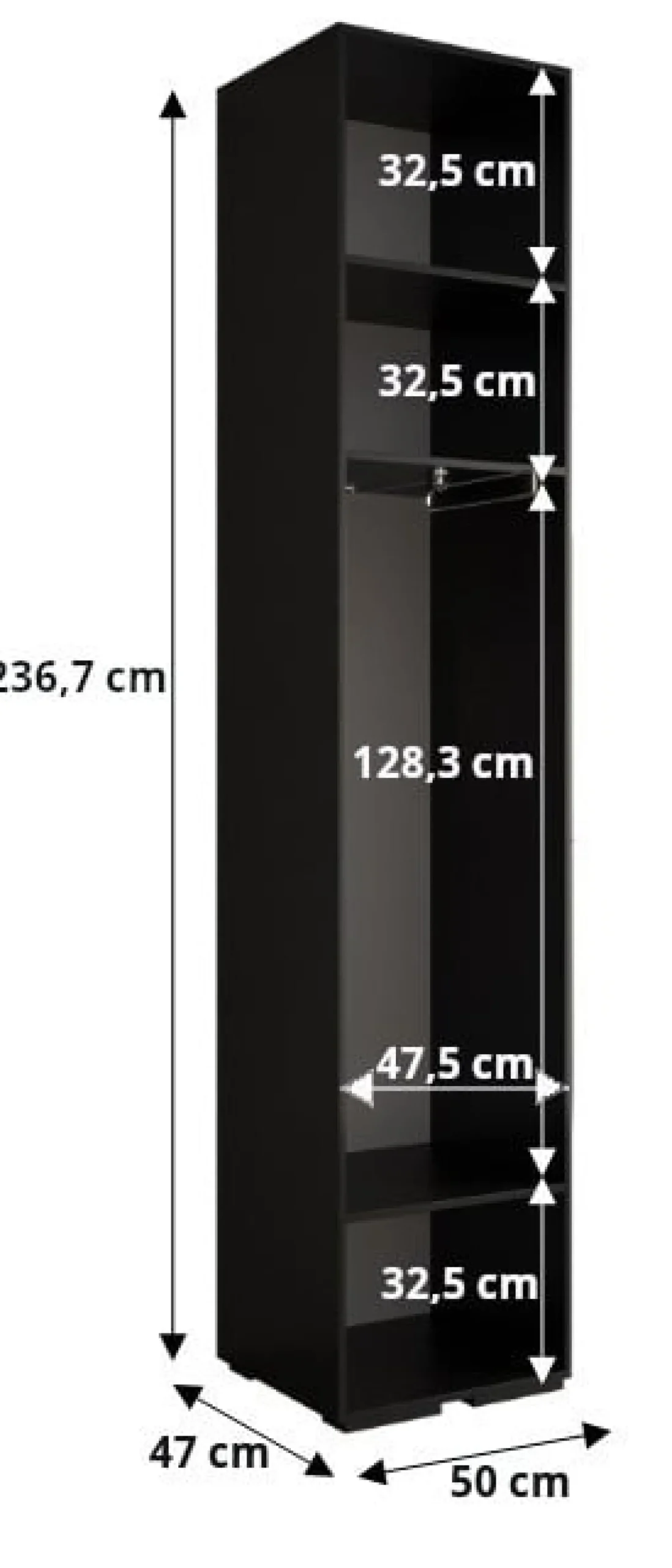 Szafa ubraniowa Garderoba INOVA 4 2,5SZ biały