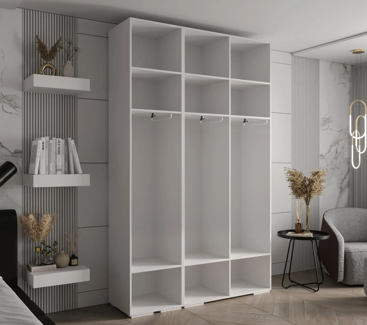 Szafa ubraniowa Garderoba INOVA 4 1,5SZ kaszmir+czarny