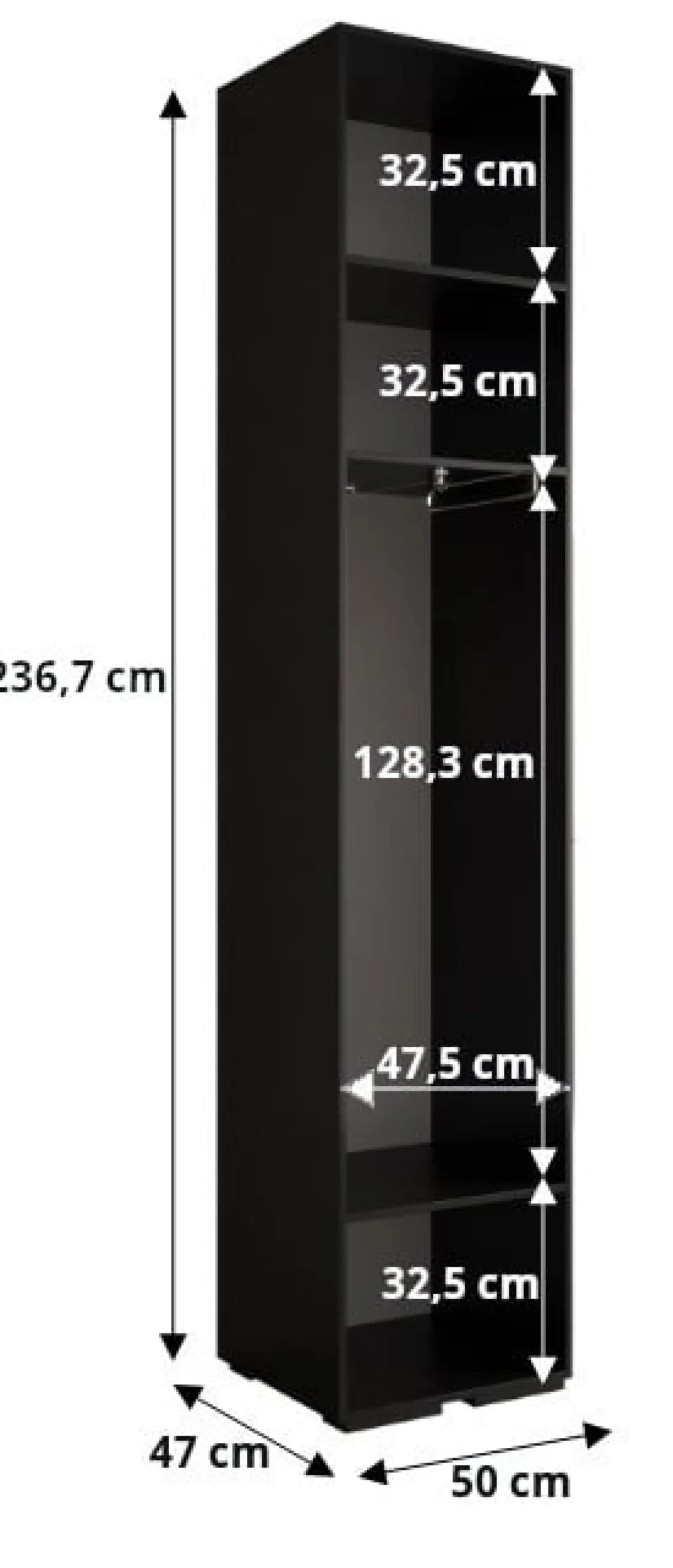 Szafa ubraniowa Garderoba INOVA 4 1,5SZ kaszmir+czarny