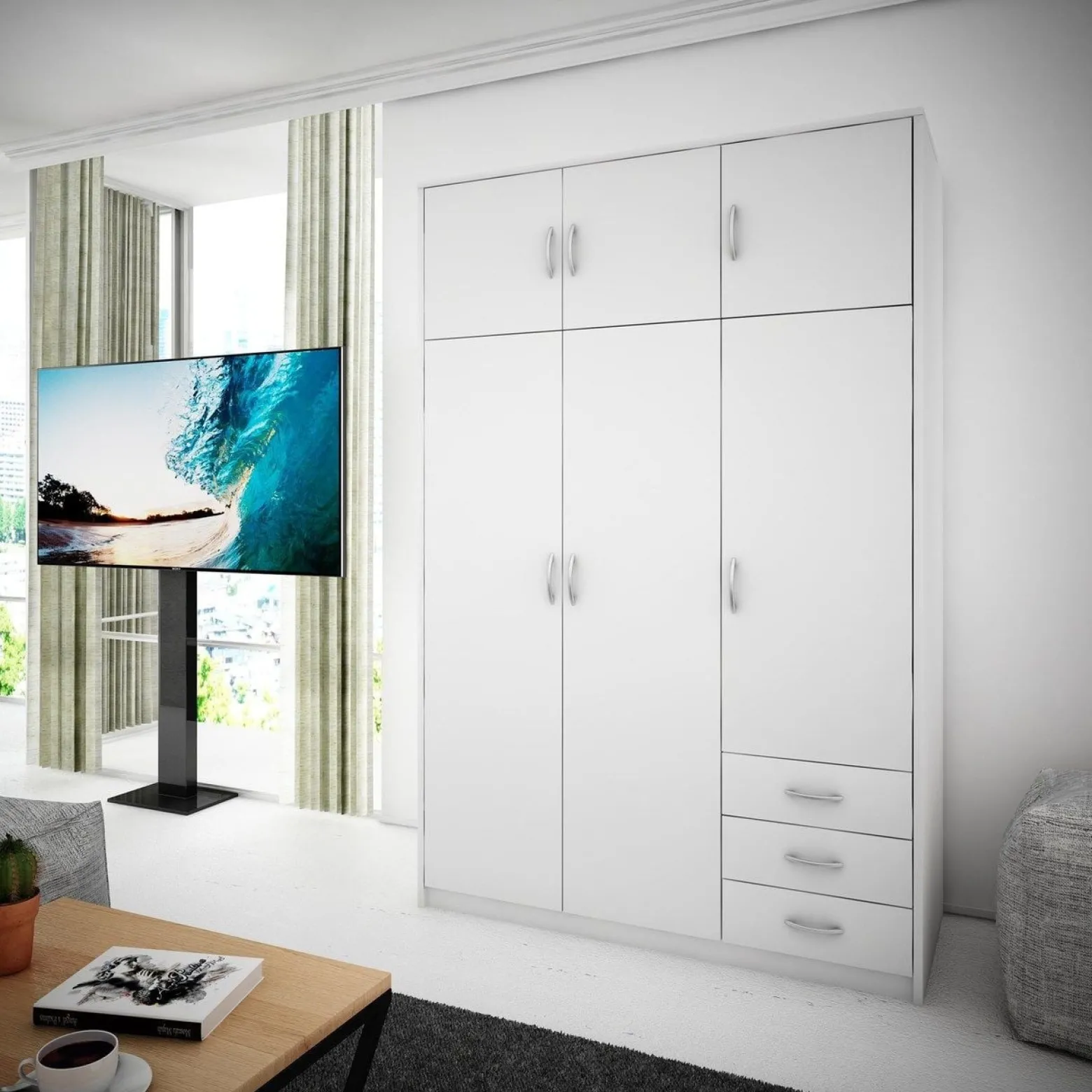 Szafa ubraniowa Sz03 Biały 193x127x55 cm Bestseller