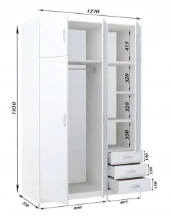 Szafa ubraniowa Sz03 Biały 193x127x55 cm Bestseller