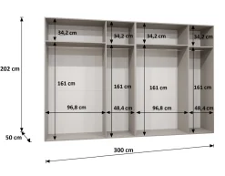 Szafa uchylna SANDI 1 300 (2X150) wys 202 cm Czarny + u Złoty