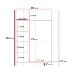 Szafa uchylna z lustrem Ethan 3D 150 Dąb Cremona
