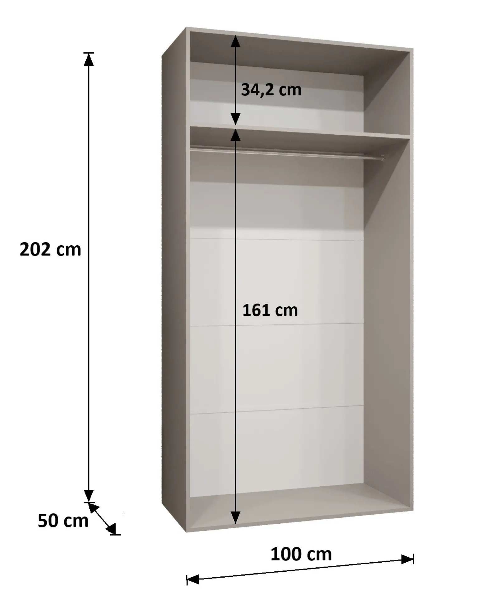 Szafa uchylna z lustrem PIANO 2 100 wys 202 cm Kaszmir + u Złoty