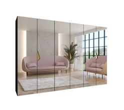 Szafa uchylna z lustrem SANDI 3 300 (3X100) wys 202 cm Czarny + u Złoty