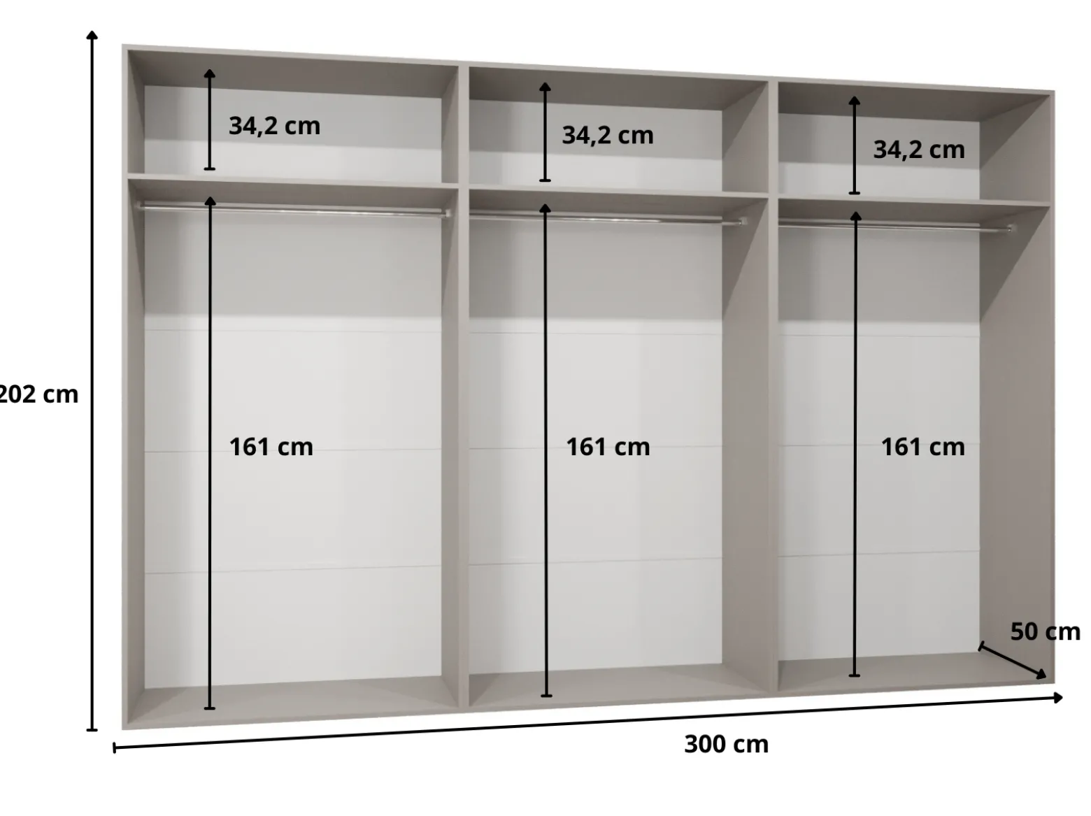 Szafa uchylna z lustrem SANDI 3 300 (3X100) wys 202 cm Czarny + u Złoty