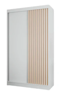 Szafa z lamelami 120 cm - biała + lam. craft złoty