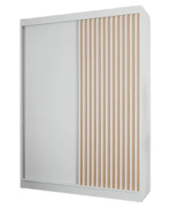 Szafa z lamelami 150 cm - biała + lam. craft złoty