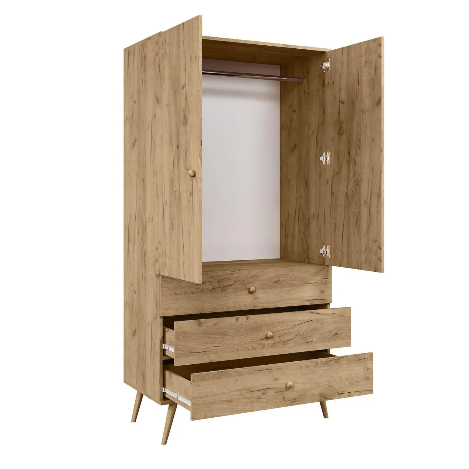 Szafa z Szufladami 100cm Dąb Craft IKON Sznurkowe Uchwyty