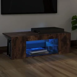 Szafka Pod Telewizor Stolik Półka Szafka RTV Brązowa LED 90x39x30 cm