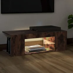 Szafka Pod Telewizor Stolik Półka Szafka RTV Brązowa LED 90x39x30 cm