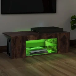 Szafka Pod Telewizor Stolik Półka Szafka RTV Brązowa LED 90x39x30 cm