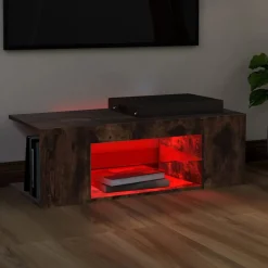 Szafka Pod Telewizor Stolik Półka Szafka RTV Brązowa LED 90x39x30 cm