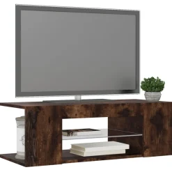 Szafka Pod Telewizor Stolik Półka Szafka RTV Brązowa LED 90x39x30 cm