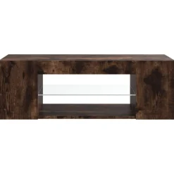 Szafka Pod Telewizor Stolik Półka Szafka RTV Brązowa LED 90x39x30 cm