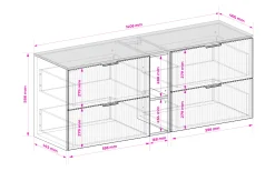 Szafka pod umywalkę, kaszmir/dąb Craft 140 (2 x 60 + 20) x 77 x 46 cm