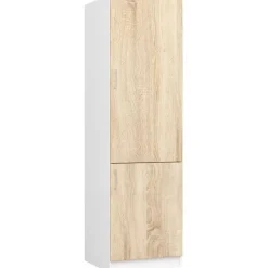 Szafka pod zabudowę lodówki, SARA, 60x55x205, biel, dąb sonoma | TYLETEGOTU