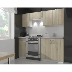 Szafka pod zabudowę lodówki, SARA, 60x55x205, biel, dąb sonoma | TYLETEGOTU