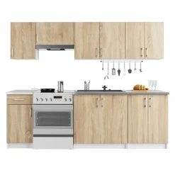 Szafka pod zabudowę lodówki, SARA, 60x55x205, biel, dąb sonoma | TYLETEGOTU