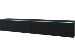 Szafka RTV DONNA 180 czarny grafit/czarny MDF wzór jodełka