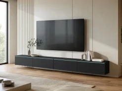Szafka RTV DONNA 300 w kolorze czarny mat z oświetleniem LED