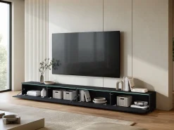 Szafka RTV DONNA 300 w kolorze czarny mat z oświetleniem LED