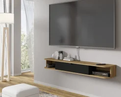 Szafka RTV ICARUS 156 dąb artisan / czarny mat