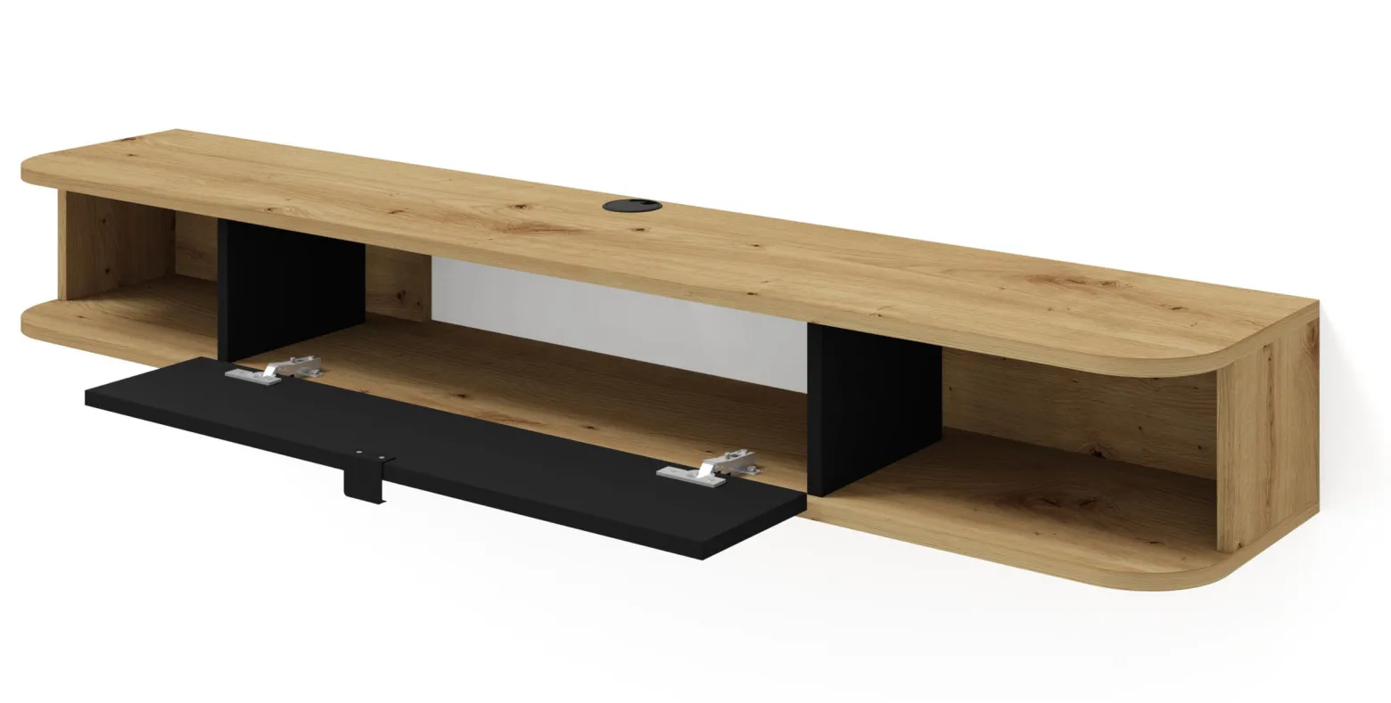 Szafka RTV ICARUS 156 dąb artisan / czarny mat