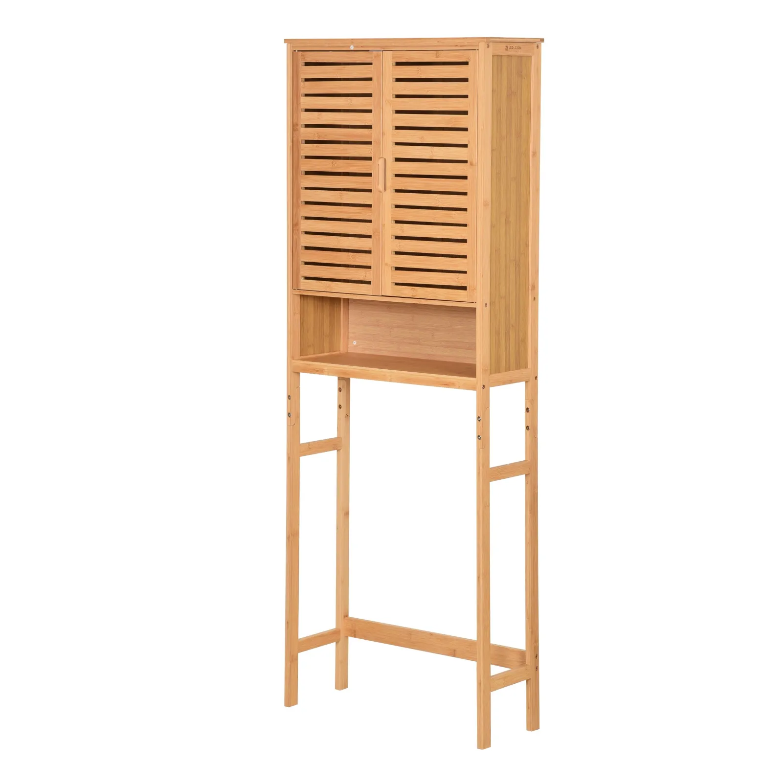 Szafka Łazienkowa nad Pralkę z Półkami zamykana Bambusowa 170x66x23