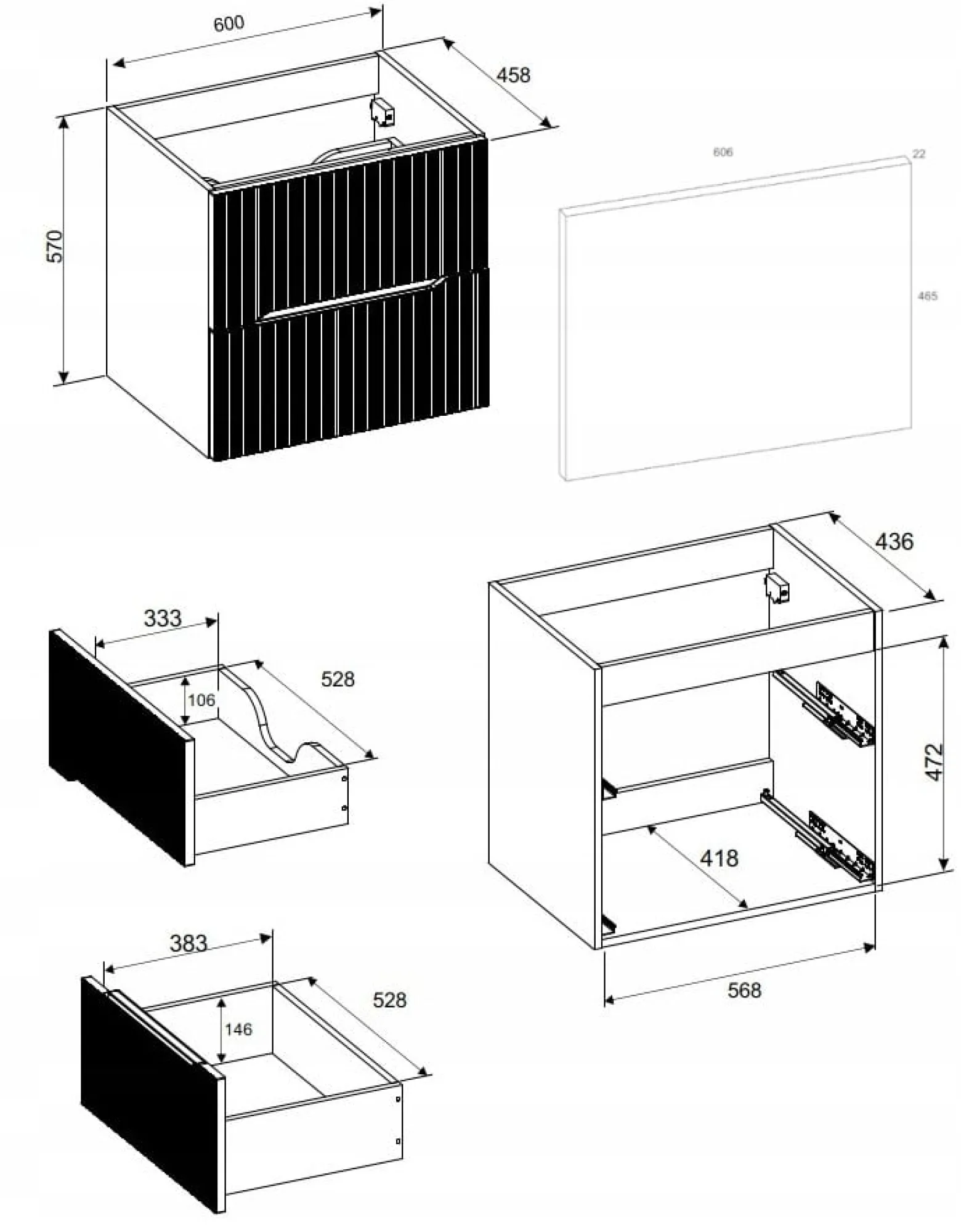 Szafka łazienkowa NORDIC CREMONA 60 cm dąb cremona ryflowana nowoczesna