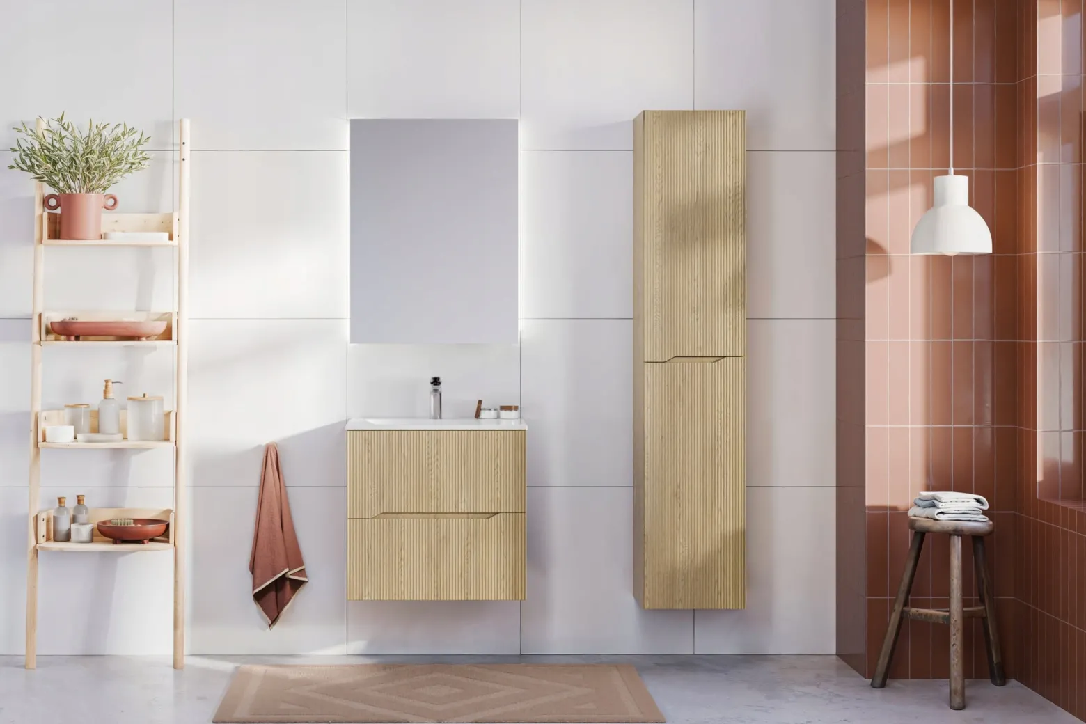Szafka łazienkowa NORDIC CREMONA 60 cm dąb cremona ryflowana nowoczesna