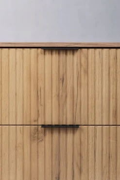 Szafka Łazienkowa pod Umywalkę 60 cm Blat RYFLE Wisząca Dąb