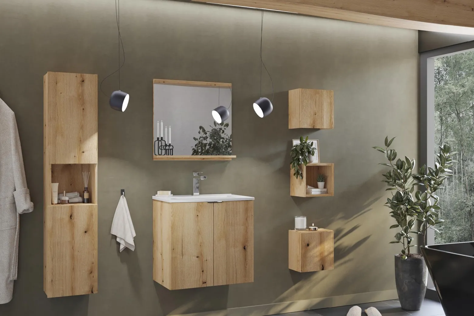 Szafka Łazienkowa Pod Umywalkę 50 cm Dąb 2 DRZWI NOVA OAK