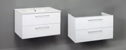 Szafka Łazienkowa pod Umywalkę 80x46 Wisząca Biała Połysk Cichy Domyk