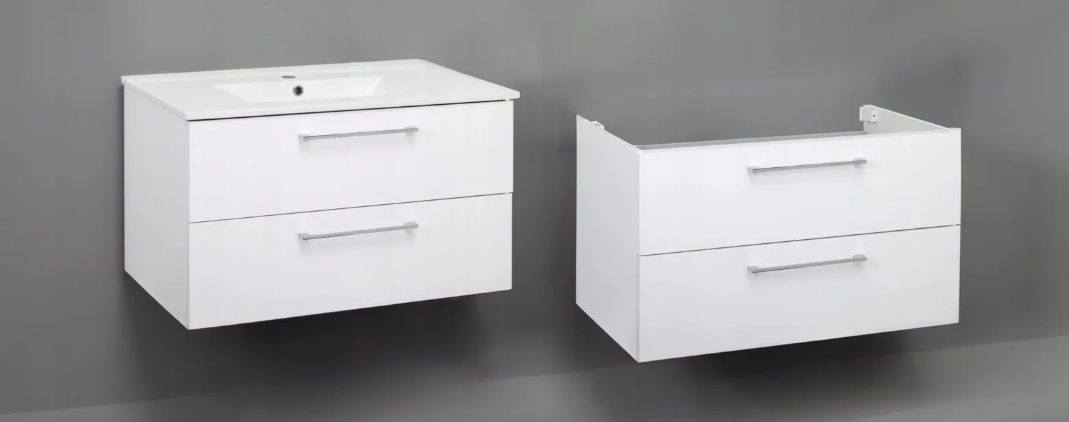 Szafka Łazienkowa pod Umywalkę 80x46 Wisząca Biała Połysk Cichy Domyk