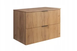 Szafka Łazienkowa Wisząca Pod Umywalkę Flisan 80X46 Cm Z Blatem Dąb Mdf