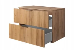 Szafka Łazienkowa Wisząca Pod Umywalkę Flisan 80X46 Cm Z Blatem Dąb Mdf