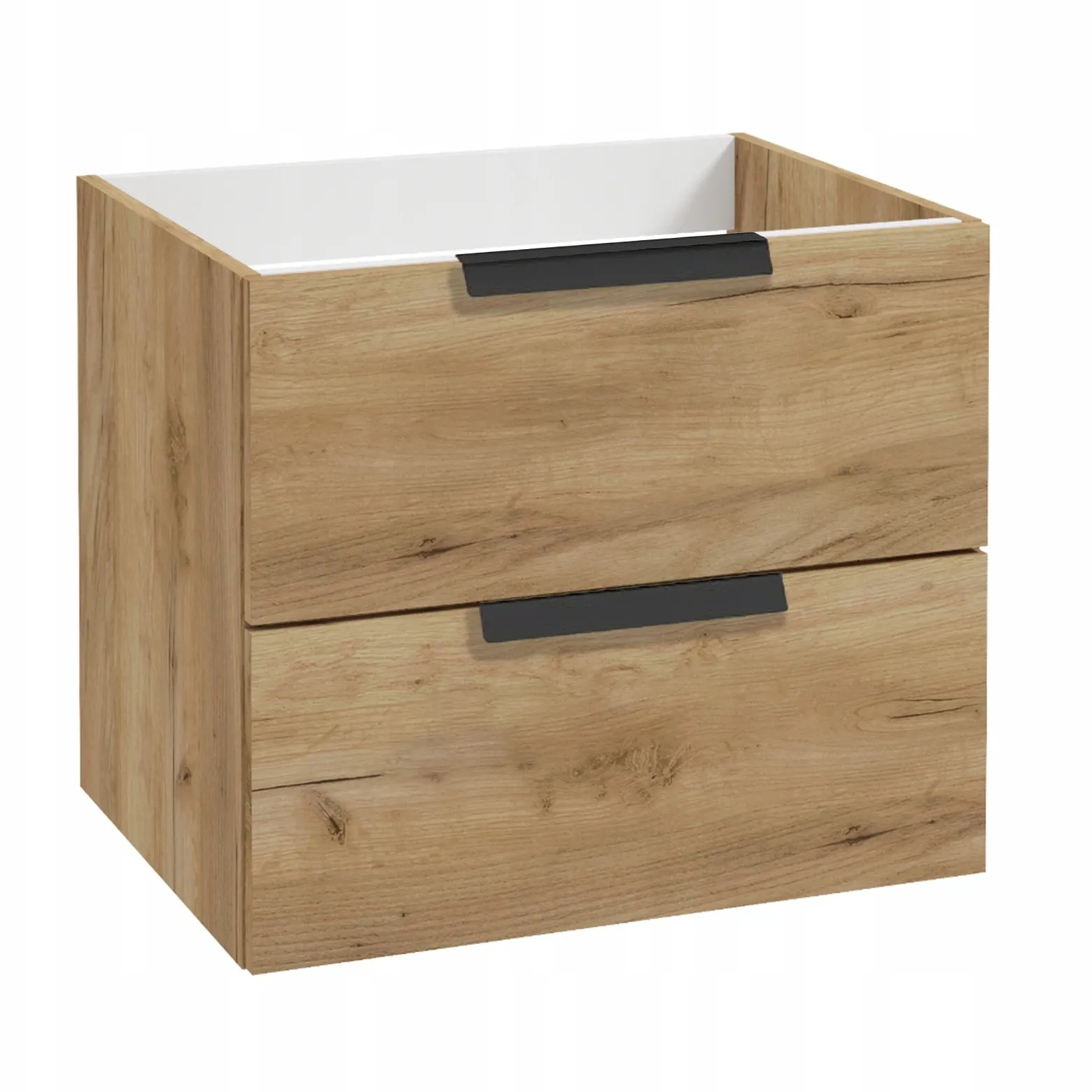 Szafka Łazienkowa 60 x 46 cm Dąb Craft Złoty Wisząca Szuflady z Umywalką