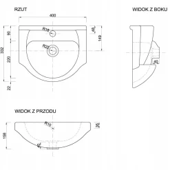 Szafka Łazienkowa z Umywalką 40 Biała Połysk Stojąca Bateria Czarna Sztorc