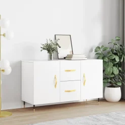 Szafka Biała z Drzwiami z Szufladami 100x36x60 cm do Salonu Pokoju